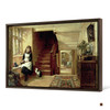 Robert Collinson,An Interior with a Girl Playing with Cats ,large wall art,framed wall art,canvas wall art,large canvas,M1992