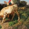 Filippo Palizzi,All'abbeverata,Scena pastorale,Meriggio,Gruppo di capre e fanciulli,art prints,Vintage art,canvas art,famous art print,q1689