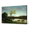 Jean Baptiste Camille Corot,A Pond with three Cows and a Crescent Moon,large wall art,framed wall art,canvas wall art,large canvas,M1628
