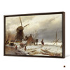 Andreas Schelfhout ,A Frozen River Landscape with a Windmill,large wall art,framed wall art,canvas wall art,M982