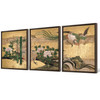 Kano School,Folding Screen with Design of Chinese Phoenixes,pheasant,Triptych canvas,framed canvas,3 panel wall art,large wall art,s19