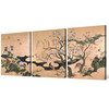 Kano Eino,Birds and Flowers of Spring and Summer,Flowers and birds,Triptych canvas,framed canvas,3 panel wall art,large wall art,framed ,s10
