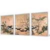 Kano Eino,Birds and Flowers of Spring and Summer,Flowers and birds,Triptych canvas,framed canvas,3 panel wall art,large wall art,framed ,s10