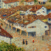 Dario de Regoyos,Village on the cantabrian coast,art prints,Vintage art,canvas wall art,famous art prints,V5542