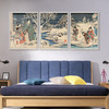 Utagawa Kunisada,The Snowy Garden,Japanese ukiyo figures,Triptych canvas,framed canvas,3 panel wall art,large wall art,framed wall art,s124