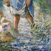 Camille Pissarro,Peasant Crossing a Stream,art prints,Vintage art,canvas wall art,famous art prints,V5441