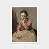 Jean Baptiste Camille Corot,Pensive Young Woman,art prints,Vintage art,canvas wall art,famous art prints,V6128