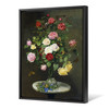 Otto Didrik Ottesen,A Bouquet of Roses in a Glass Vase by Wild Flowers on a Marble Table,large wall art,framed wal art,canvas wall art,M6457