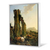 Nicolaes Pietersz Berchem,Peasants with Cattle by a Ruined Aqueduct,large wall art,framed wall art,canvas wall art,large canvas,M6416