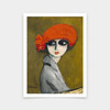 Kees van Dongen,The Corn Poppy,with a searingly red hat,art prints,Vintage art,canvas wall art,famous art prints,V6303