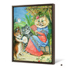 Louis Wain,Mother cat with fan and two kittens,large wall art,framed wall art,canvas wall art,large canvas,M6337