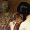Albert Henry Collings,A Reflection,Beautiful Nude Women,A woman looking in the mirror,art prints,Vintage art,canvas,famous art prints,V5241