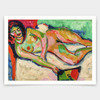 Ernst Ludwig Kirchner,Reclining Nude with Fan, 1909,art prints,Vintage art,canvas wall art,famous art prints,V3656