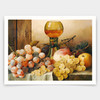 Edward Ladell,Grapes apples plums and a peach with hock glass on draped ledge,art prints,Vintage art,canvas wall art,famous art prints,V3591