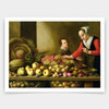 Floris van Schooten,Girl Selling Grapes From A Large Table Laden With Fruit And Vegetables,art prints,Vintage art,canvas wall art,V3731