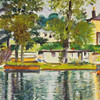 George Leslie Hunter,Reflections,Balloch,lake house,art prints,Vintage art,canvas wall art,famous art prints,V3886