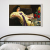 Rodolfo Amoedo, Portrait of a woman, yellow desabillé_ purple bow,canvas print,canvas art,canvas wall art,large wall art,framed art,p2076