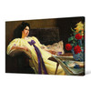Rodolfo Amoedo, Portrait of a woman, yellow desabillé_ purple bow,canvas print,canvas art,canvas wall art,large wall art,framed art,p2076