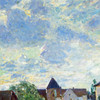 Alfred Sisley,Street in Moret,Porte de Bourgogne from across the Bridge,art prints,Vintage art,canvas wall art,famous art prints,V3078