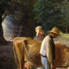 Jean-Francois Millet,Peasants Bringing Home a Calf Born in the Fields,art prints,Vintage art,canvas wall art,famous art prints,V4338