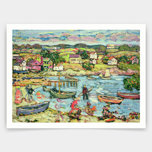 Maurice Brazil Prendergast,Landscape with Rowboats,art prints,Vintage art,canvas wall art,famous art prints,V4612