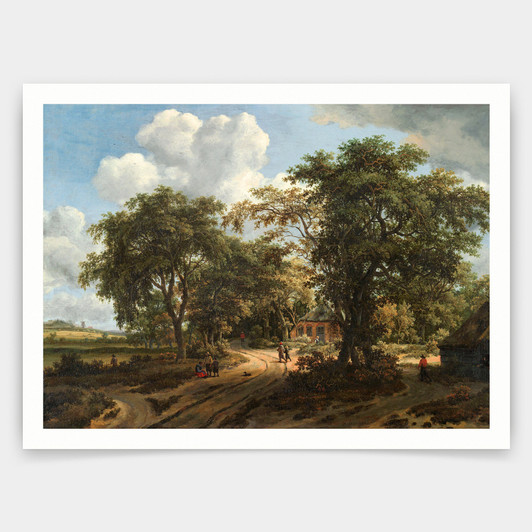 Meindert Hobbema,A Cottage In The Woods,art prints,Vintage art,canvas wall art,famous art prints,V4648