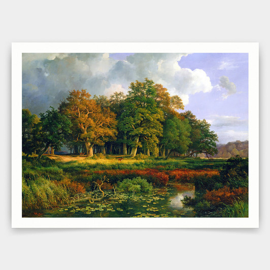 Adolf Vollmer,The Stangenmuhlengrund in Sachsenwald,art prints,Vintage art,canvas wall art,famous art prints,V2964