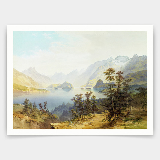 Nicholas Chevalier,Lake Manapouri South Island New Zealand,art prints,Vintage art,canvas wall art,famous art prints,V4662