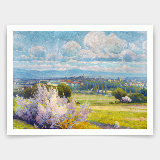 Ludovit Cordak,View of Kosice,Suburban landscape,art prints,Vintage art,canvas wall art,famous art prints,q1516