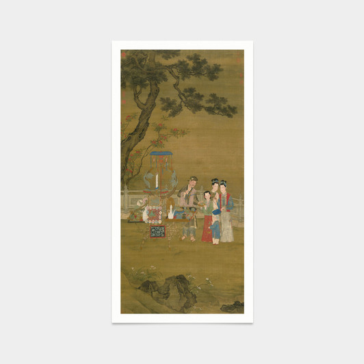 Chinese Art Prints,Stall vendor,japanese print,art prints,Vintage art,canvas wall art,famous art prints,vertical narrow prints,V7333