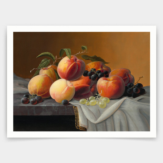 Severin Roesen,Peaches, Grapes, and Apples,art prints,Vintage art,canvas wall art,famous art prints,q1396