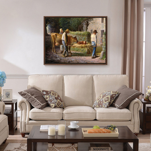 Jean-Francois Millet,Peasants Bringing Home a Calf Born in the Fields,large wall art,framed wall art,canvas wall art,large canvas,M4338