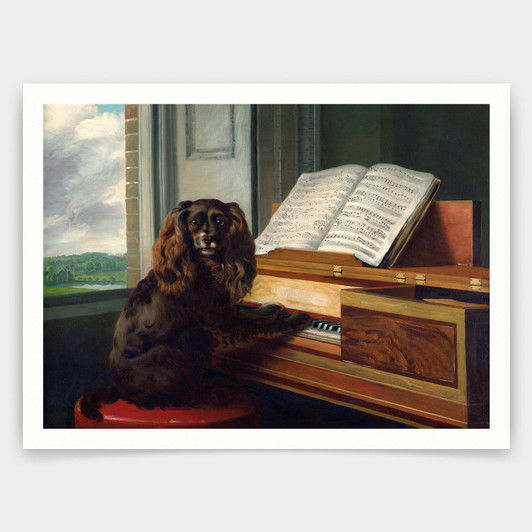 Philip Reinagle,Portrait of an Extraordinary Musical Dog,art prints,Vintage art,canvas wall art,famous art prints,q1317