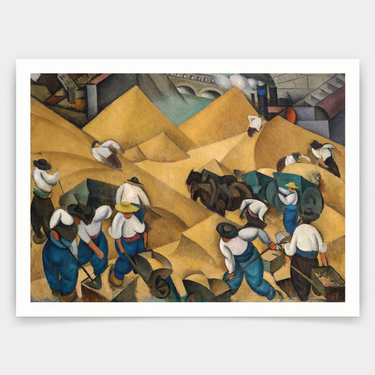 Paul Kotlarevsky,portrait Of A Man Reading; Shovelling Sand On The Seine,art prints,Vintage art,canvas wall art,famous art prints,V4795