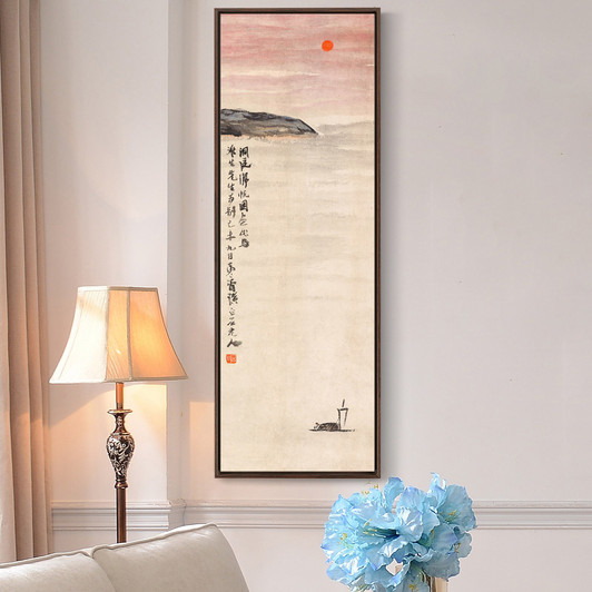 Qi Baishi,Sailboats on the lake,Chinese painting,Vertical Narrow Art,large wall art,framed wall art,canvas wall art,M654