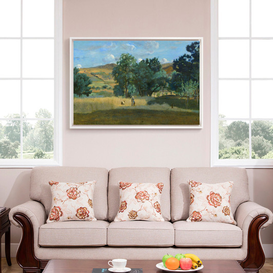 Jean-Baptiste Camille Corot, Wheat Field in the Morvan Region,canvas print,canvas art,canvas wall art,large wall art,framed wall art,p1774
