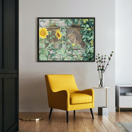 James Tissot,Jesus Looking through a Lattice with Sunflowers,large wall art,framed wall art,canvas wall art,large canvas,M4234