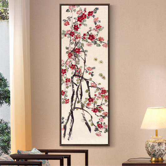 Qi Baishi,Plum blossom branch,Chinese painting,Vertical Narrow Art,large wall art,framed wall art,canvas wall art,M646
