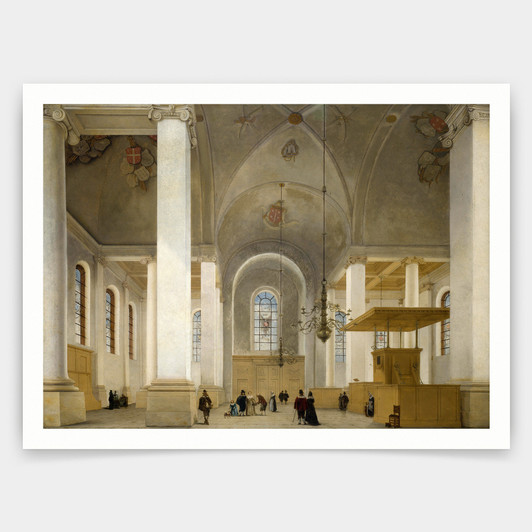 Pieter Jansz Saenredam,Interior of the Church of St Anne in Haarlem,art prints,Vintage art,canvas wall art,famous art prints,V4895