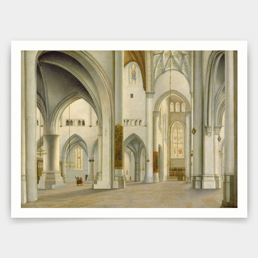 Pieter Jansz Saenredam,The Interior of Saint Bavo, Haarlem,art prints,Vintage art,canvas wall art,famous art prints,V4896