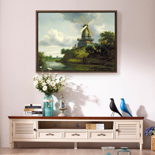 Jacob Isaaksz or Isaacksz van Ruisdael,Windmill By A River,large wall art,framed wall art,canvas wall art,large canvas,M4190
