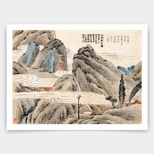 Qi Baishi,Stone Mountain and cloud,Chinese painting,art prints,Vintage art,canvas wall art,famous art prints,V4910