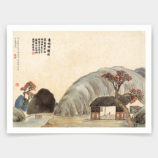 Qi Baishi,Stone mountain cabin,Chinese painting,art prints,Vintage art,canvas wall art,famous art prints,V4911