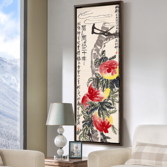 Qi Baishi,Peaches on peach trees ,Chinese painting,Vertical Narrow Art,large wall art,framed wall art,canvas wall art,M641