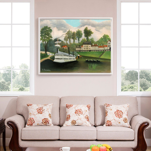 Henri Rousseau,The Laundry Boat of Pont de Charenton,large wall art,framed wall art,canvas wall art,large canvas,M4131