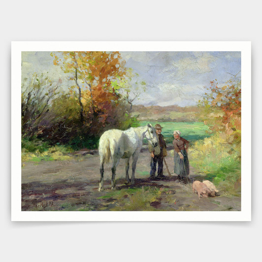 Thomas Ludwig Herbst,Encounter On The Way To The Field,art prints,Vintage art,canvas wall art,famous art prints,V5037