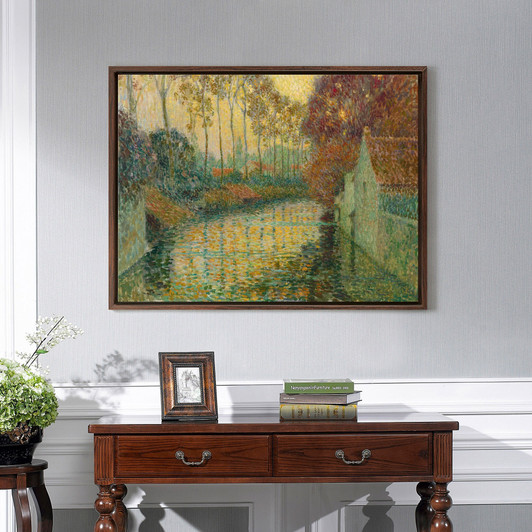 Henri Le Sidaner,Canal in Autumn, Gisors,large wall art,framed wall art,canvas wall art,large canvas,M4091