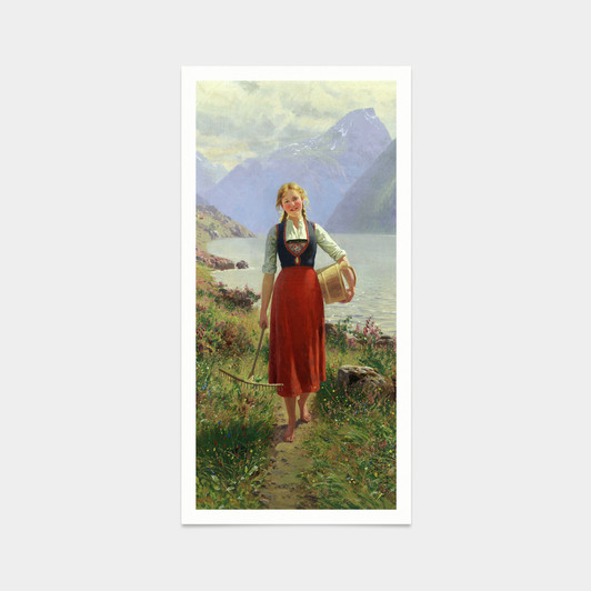 Hans Dahl,Portrait of a Young Norwegian Girl,art prints,Vintage art,canvas wall art,famous art prints,vertical narrow prints,V7708