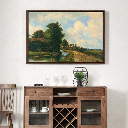 Alexander Hieronymus van de Sande Bakhuyzen, View of an Idyllic Village,canvas print,canvas art,canvas wall art,large wall art,framed,p1530