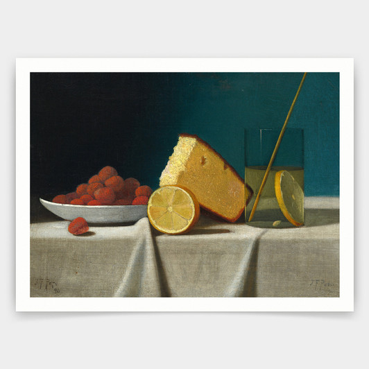 John Frederick Peto,Still Life with Cake,Lemon,Strawberries, and Glass,art prints,Vintage art,canvas wall art,famous art prints,q1167